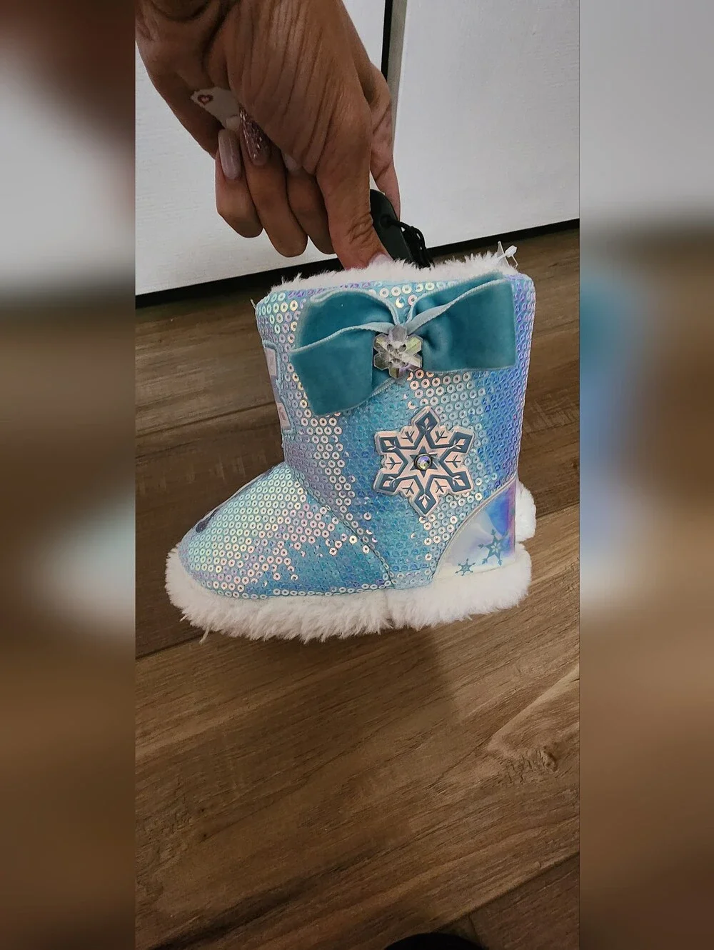 Toddler Girl Disney Frozen Sequin Boot Slippers Size 7-8 NWT
